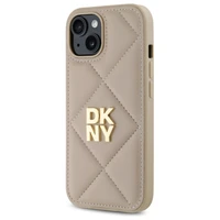 DKNY Quilted Stack Logo dėklas telefonui iPhone 15 - smėlio spalvos