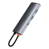 Baseus Metal Gleam serija daugiafunkcis USB HUB 7in1 Type C HDMI TF PD kortelių skaitytuvas pilkas (WKWG020113)