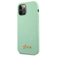 Guess GUHCP12MLSLMGGN iPhone 12/12 Pro 6.1" žalias Metal Logo Script