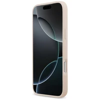 Guess Grūdėtas Didelis 4G ir Klasikinis Logotipas dėklas telefonui iPhone 17 Pro Max - rožinis