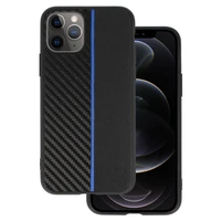 Tel Protect CARBON dėklas telefonui Iphone 11 Pro juodas su mėlyna juostele