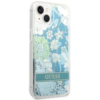 Guess GUHCP14SLFLSN iPhone 14 6.1 "žalias kietas dėklas Flower Liquid Glitter