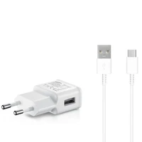 Samsung EP-TA200EWE USB-A 15W sieninis įkroviklis su EP-DR140AWE USB-A - USB-C kabeliu (OOB Bulk - pakaitinė pakuotė) - baltas