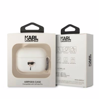 Karl Lagerfeld KLAPRUNIKH AirPods Pro dėklas balta/balta silikoninis Karl galvos 3D
