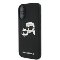 Karl Lagerfeld silikoninis dėklas telefonui Nauble Heads Print Magnetinis iPhone 16 Plus - juodas