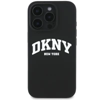 DKNY Silikoninis baltas spausdintas logotipas magnetinis iPhone 16 Pro dėklas - juodas