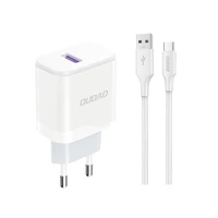 Dudao A20EU USB-A 18W sieninis įkroviklis - baltas + USB-A - USB-C kabelis