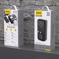 Dudao K15MAX 30000mAh PD 22.5W Išorinė baterija su įmontuotais kabeliais - juoda