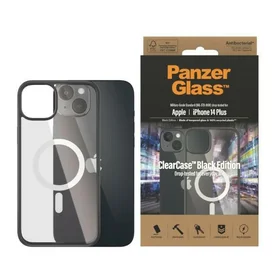 PanzerGlass ClearCase dėklas su MagSafe antibakterinis iPhone 14 Plus / 15 Plus - skaidrus ir juodas