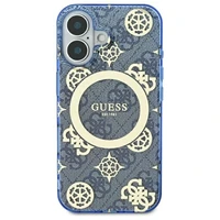 Guess IML Peony On 4G Background MagSafe iPhone 16 dėklas - mėlynas