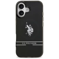 US Polo DH ir apatinės juostos logotipas Magnetinis dėklas iPhone 17 - juodas
