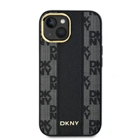DKNY Odinis langeliais raštuotas magnetinis dėklas iPhone 15/14/13 - juodas