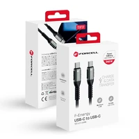 Kabelis FORCELL F-ENERGY C263 Type C į Type C QC4.0 PD 5A 240W Cafule 1,2 m juodas