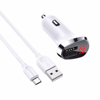 Borofone automobilinis įkroviklis BZ15 Auspicious - 2xUSB - 2,4A su USB to MicroUSB kabeliu baltas