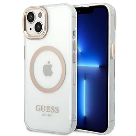 Guess GUHMP14MHTRMD iPhone 14 Plus 6.7 "auksinis / auksinis kietas dėklas Metalinis kontūras Magnetinis