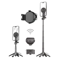 Blavec Selfie lazda Aluminium Coco Mini P-05 MagSafe trikojis stovas + nuotolinio valdymo + laikiklis 0,41 metro - juodas