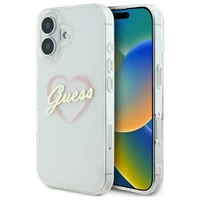 Guess IML Heart iPhone 16 dėklas telefonui - Skaidrus