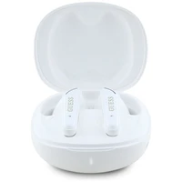 Belaidės ausinės TWS Guess Flat Classic Logo Galvanizuotos baltos spalvos