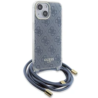 Guess Crossbody Cord 4G Print dėklas telefonui iPhone 15/14/13 - mėlynas