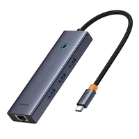 6in1 Hub Baseus UltraJoy USB-C į HDMI4K@30Hz1+3xUSB 3.0+PD+RJ45 (kosminis pilkas)
