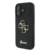 Guess Fixed Glitter Big 4G dėklas telefonui iPhone 16 Plus - juodas