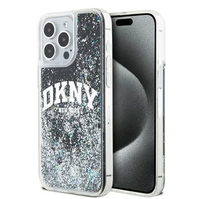 DKNY skystojo blizgučio didelio logotipo dėklas telefonui iPhone 14 Pro Max - juodas
