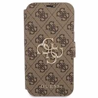 Guess GUBKP13L4GMGBR iPhone 13 Pro / 13 6.1" rudas/rudas knyginis dėklas 4G Didelis Metalinis Logotipas