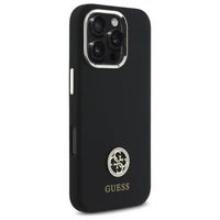 Guess Silikoninis Logo Strass 4G Dėklas iPhone 16 Pro - juodas