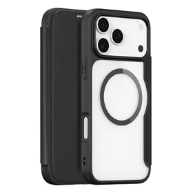 Dux Ducis Skin X Pro dėklas iPhone 17 Pro Max su pinigine, suderinamas su MagSafe - juodas