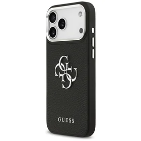 Guess Grained Big 4G Classic Logo dėklas telefonui iPhone 17 Pro Max - juodas