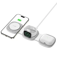 Tech-Protect QI15W-A32 3 viename indukcinis įkroviklis su MagSafe išmaniesiems telefonams / Apple Watch / AirPods - pilkas
