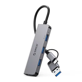 Orico YSA5-U3 USB-A/USB-C Hub prijungimo stotelė 3x USB-A 2.0 + 1x USB-A 3.0 - pilka