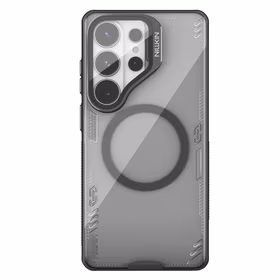 Nillkin Iceblade Prop Magnetic Dėklas with Camera Dėklas and Stovas suderinamas su MagSafe for Samsung Galaxy S26 Ultra - skaidrus juodas