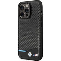 BMW Leather Carbon deklas, skirtas iPhone 13 Pro Max - Juodas