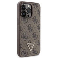 Guess GUHCP13LP4TDSCPW dėklas iPhone 13 Pro / 13 - rudas kryžminis 4G metalinis logotipas