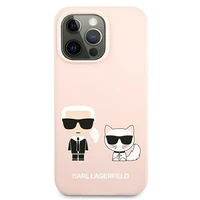 Karl Lagerfeld Silikoninis Karl&Choupette dėklas iPhone 13 Pro / iPhone 13 - šviesiai rožinis