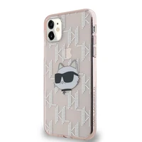 Karl Lagerfeld IML Choupette galvos ir monogramos dėklas iPhone 11 / Xr - rožinė