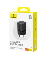 Baseus GaN5 30W USB-C EU sieninis įkroviklis - juodas