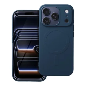 Silikoninis Magnetinis dėklas telefonui (su didele anga), suderinamas su MagSafe, skirtas iPhone 17 Pro, mėlynas