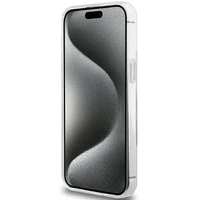 Karl Lagerfeld KLHMP15LHMRSKHH iPhone 15 Pro 6.1" baltas/baltas kietas dėklas su žiediniu stovu Karl Head Magnetinis