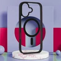 Akrilinis spalvotas magnetinis dėklas telefonui Iphone 17 juodas