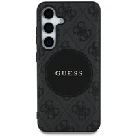 Dėklas telefonui Guess 4G Round Patch Classic Logo MagSafe Samsung Galaxy S25 Plus juodas