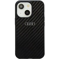 Audi Anglies pluošto iPhone 14 6.1" juodas/juodas kietas dėklas AU-TPUPPCIP14-R8/D2-BK