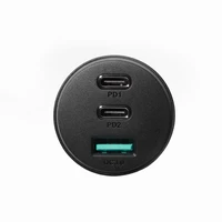 Joyroom automobilinis įkroviklis 70W su 3 jungtimis: USB, 2 x USB-C juodas (JR-CL26)
