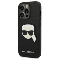 Karl Lagerfeld Saffiano Karl's Head Patch dėklas telefonui iPhone 14 Pro - juodas
