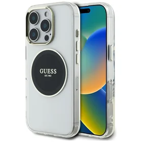Guess IML Metal Colored Circle Classic Logo Magnetinis dėklas telefonui iPhone 16 Pro Max - juodas
