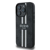 Guess 4G dryžuotas magnetinis dėklas telefonui iPhone 16 Pro Max - juoda