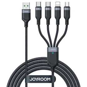 Joyroom Multi-Use Series S-A18 4in1 USB-A - USB-C / USB-C / Lightning / micro USB kabelis 1.2m – juodas