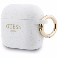 Guess Silikoninis Glitter Ring Dėklas for AirPods Pro 3 - baltas