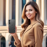 Kristalinis blizgus dėklas Samsung Galaxy M34 5G Sidabrinis